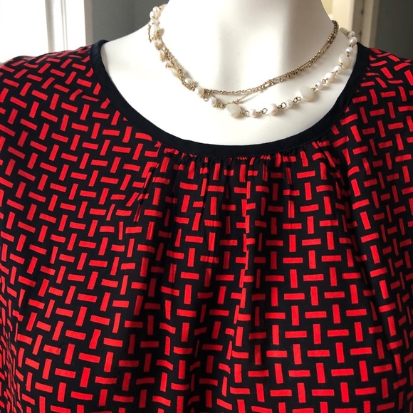 Red Black Long Sleeve Blouse Shirt - Picture 2 of 6